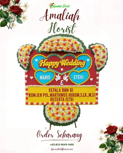 Karangan Papan Bunga Pernikahan di Greged